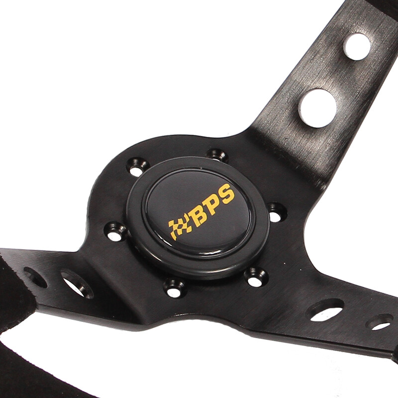 Volant BPS Tulipé 90 mm, Cuir Noir Retourné